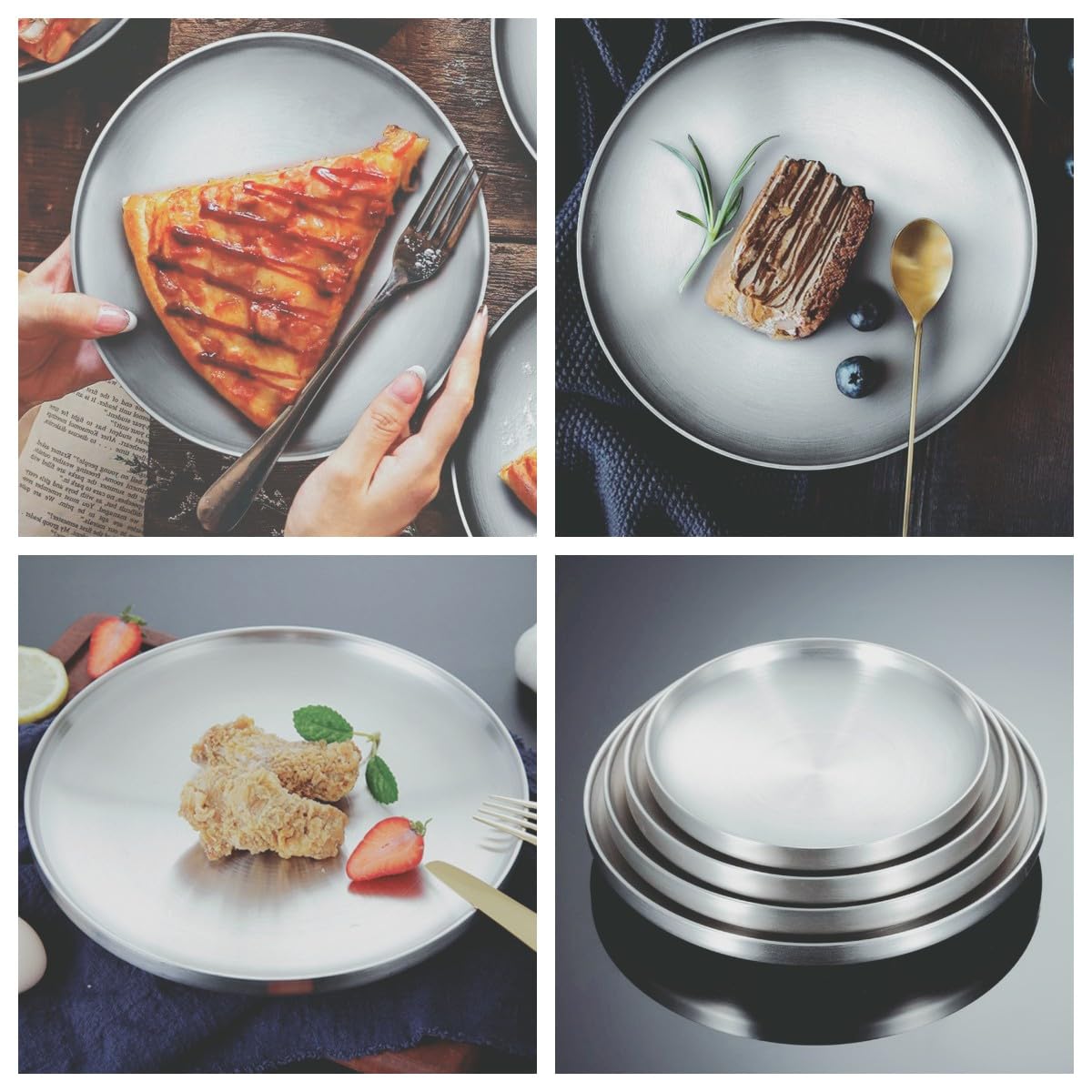 Amazon.co.jp: 304ステンレス厚板皿 洋食プレート ステーキプレート 丸